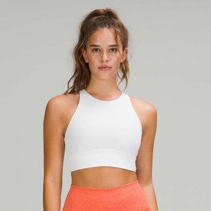 lululemon energy bra high neck longline ribbed white size 4